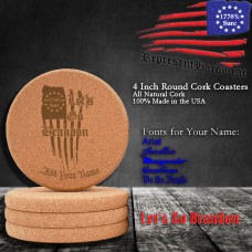 Let's Go Brandon | 4 Inch Round Cork Coaster, Set of 4 | Laser Engraved | Customizable