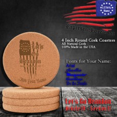 Let's Go Brandon, Article IV, Section II | 4 Inch Round Cork Coaster, Set of 4 | Laser Engraved | Customizable