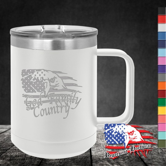 15 oz Travel Mug - God Family Country 15 oz Travel Mug - God Family Country