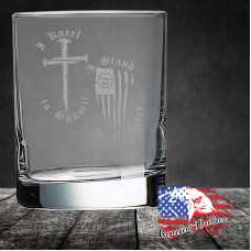 10 1/2 oz On The Rocks Glass | I Kneel to Submit, I Stand to Respect - 1776% Sure