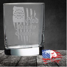 10 1/2 oz On The Rocks Glass | God Family Country - 1776% Sure