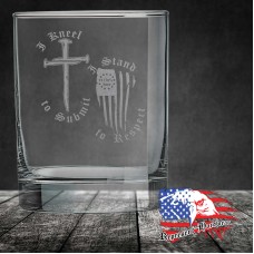 13 3/4 oz Round Double Old Fashioned Glass | I Kneel to Submit, I Stand to Respect - 1776% Sure