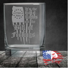 13 3/4 oz Round Double Old Fashioned Glass | It's the Bill of Rights not the Bill of Feelings - 1776% Sure