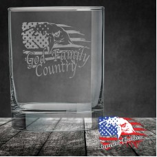 13 3/4 oz Round Double Old Fashioned Glass | God Family Country - Represent