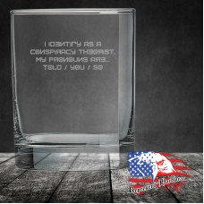 13 3/4 oz Round Double Old Fashioned Glass | I Identify as a conspiracy Theorist - Chinese Font