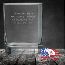 13 3/4 oz Round Double Old Fashioned Glass | I Identify as a conspiracy Theorist - Chinese Font
