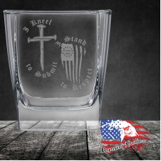 10 1/2 oz Square On The Rocks Glass | I Kneel to Submit, I Stand to Respect - 1776% Sure