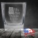 10 1/2 oz Square On The Rocks Glass | God Family Country - 1776% Sure