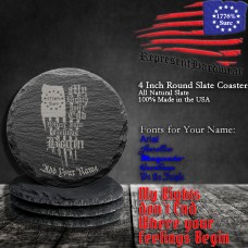 My Rights don't End where your Feelings Begin | 4 Inch Round Slate Coaster, Set of 4 | Laser Engraved | Customizable