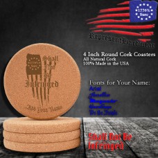 Shall not be Infringed | 4 Inch Round Cork Coaster, Set of 4 | Laser Engraved | Customizable