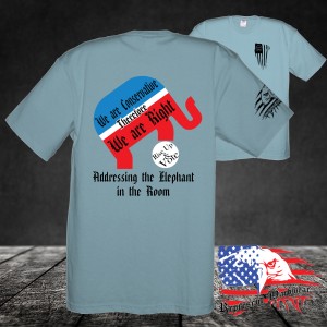 Midweight Unisex Crew Tee Shirt - I am Conservitive - Therefore - I am Right - Addressing The Elephant in the Room