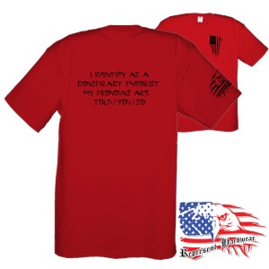 Midweight Unisex Crew Tee Shirt - I Identify as a conspiracy Therorist - My Pronouns are Told / You / So - Chinesse font