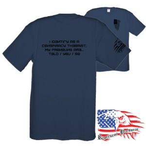 Midweight Unisex Crew Tee Shirt - I Identify as a conspiracy Therorist - My Pronouns are Told / You / So - Russian font