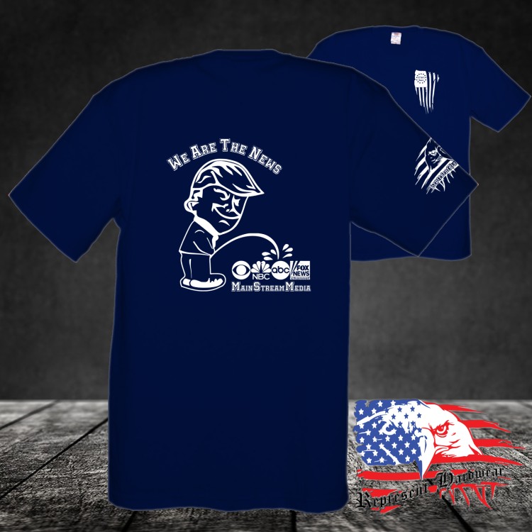 Midweight Unisex Crew Tee Shirt - Trump Calvin - We Are The News - MSM
