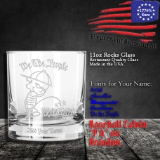 We The People - Baseball Calvin - Brandon | 11 oz Rocks Glass | Laser Engraved | Customizable